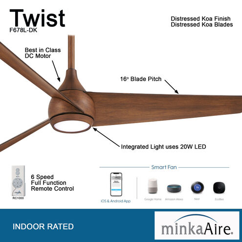Minka Aire F678l Dk Twist 52 Inch