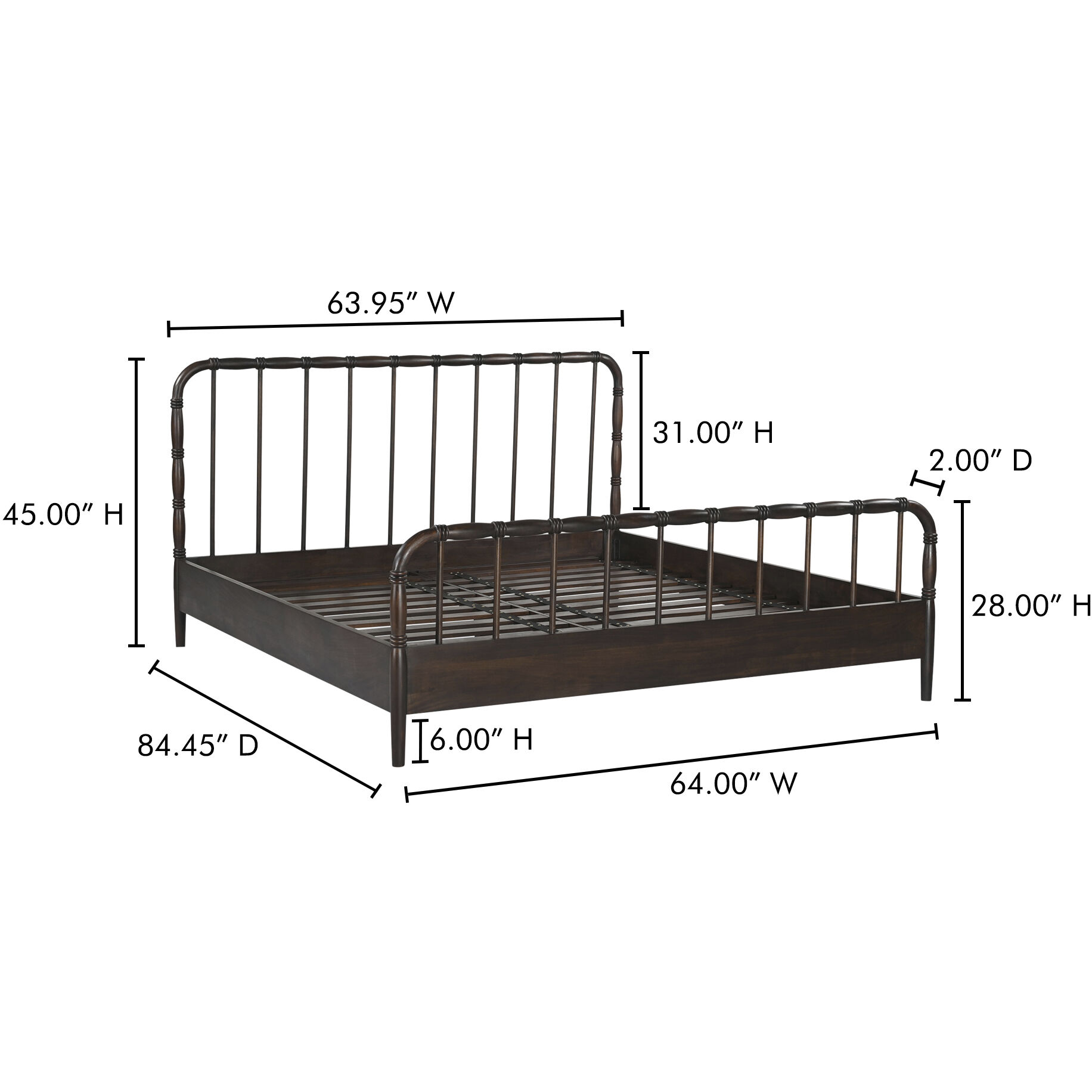 Vivian Brown Bed, Queen