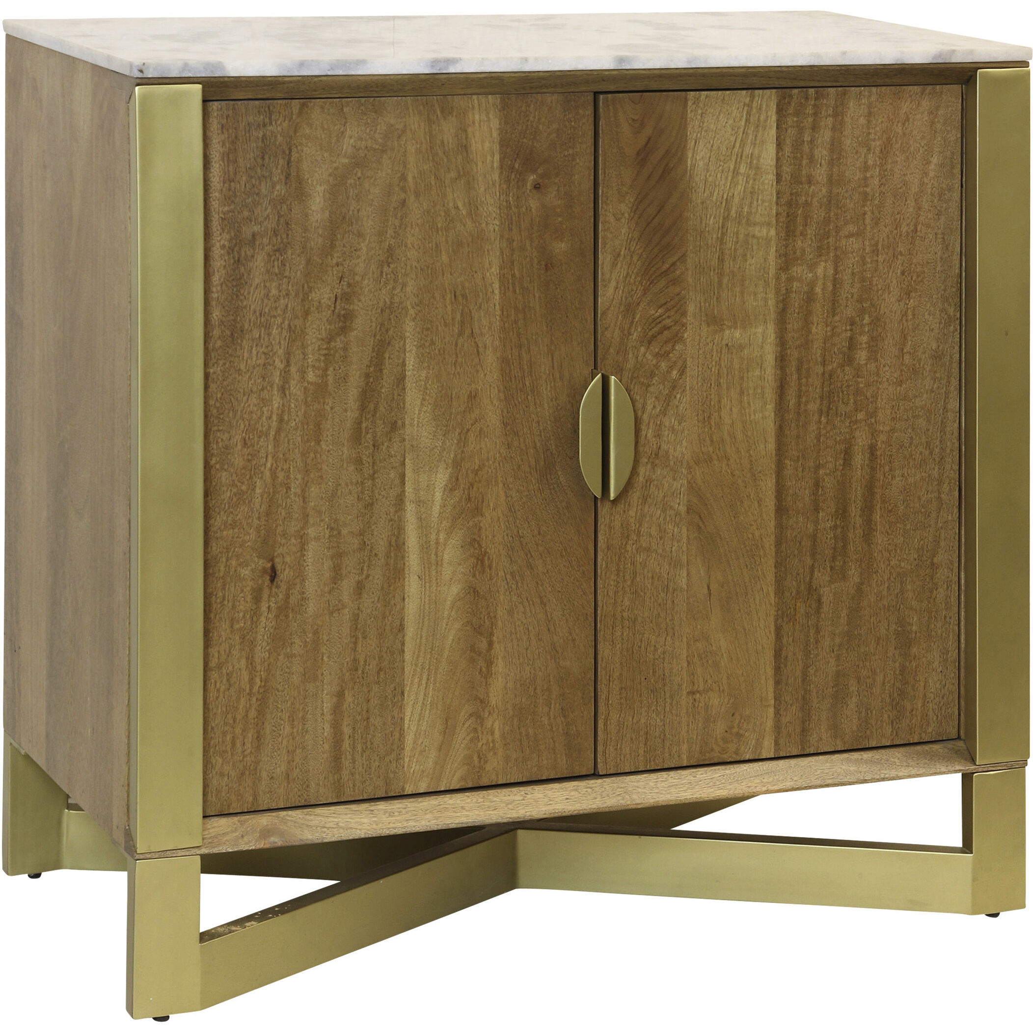 Astoria Light Tobacco and White and Brass Cabinet