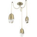 Pebble LED 14.3 inch Gilded Brass Swag Multi-Pendant Ceiling Light in 3000K LED