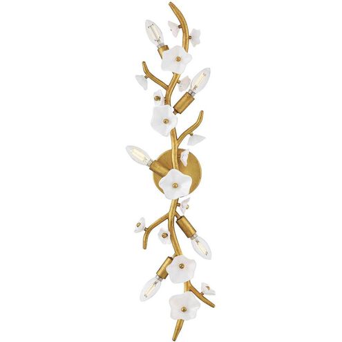 Azalea 5 Light 8 inch Distressed Brass Sconce Wall Light