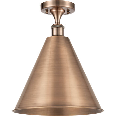 Ballston Cone 1 Light 16 inch Antique Copper Semi-Flush Mount Ceiling Light