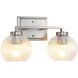 Elliott 2 Light 15.25 inch Pewter Vanity Light Wall Light in Ribbed Clear