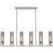Empire 6 Light 44.25 inch Satin Nickel Linear Pendant Ceiling Light in Plated Smoke Glass