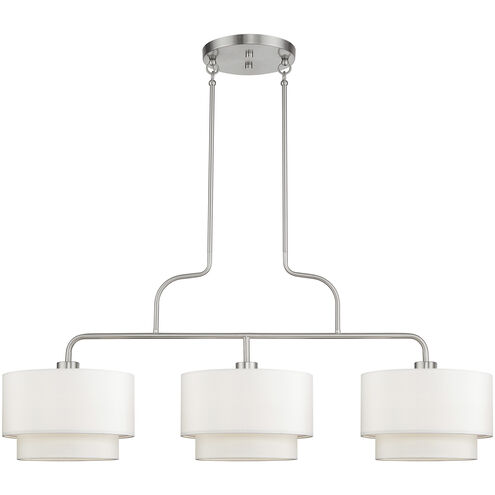 Manorwood 3 Light 49 inch Brushed Nickel Linear Chandelier Ceiling Light