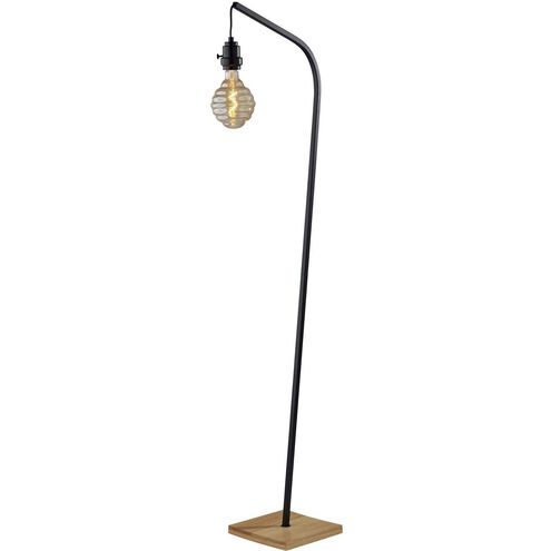 Wren 60.75 inch 40 watt Natural Wood With Black Floor Lamp Portable Light