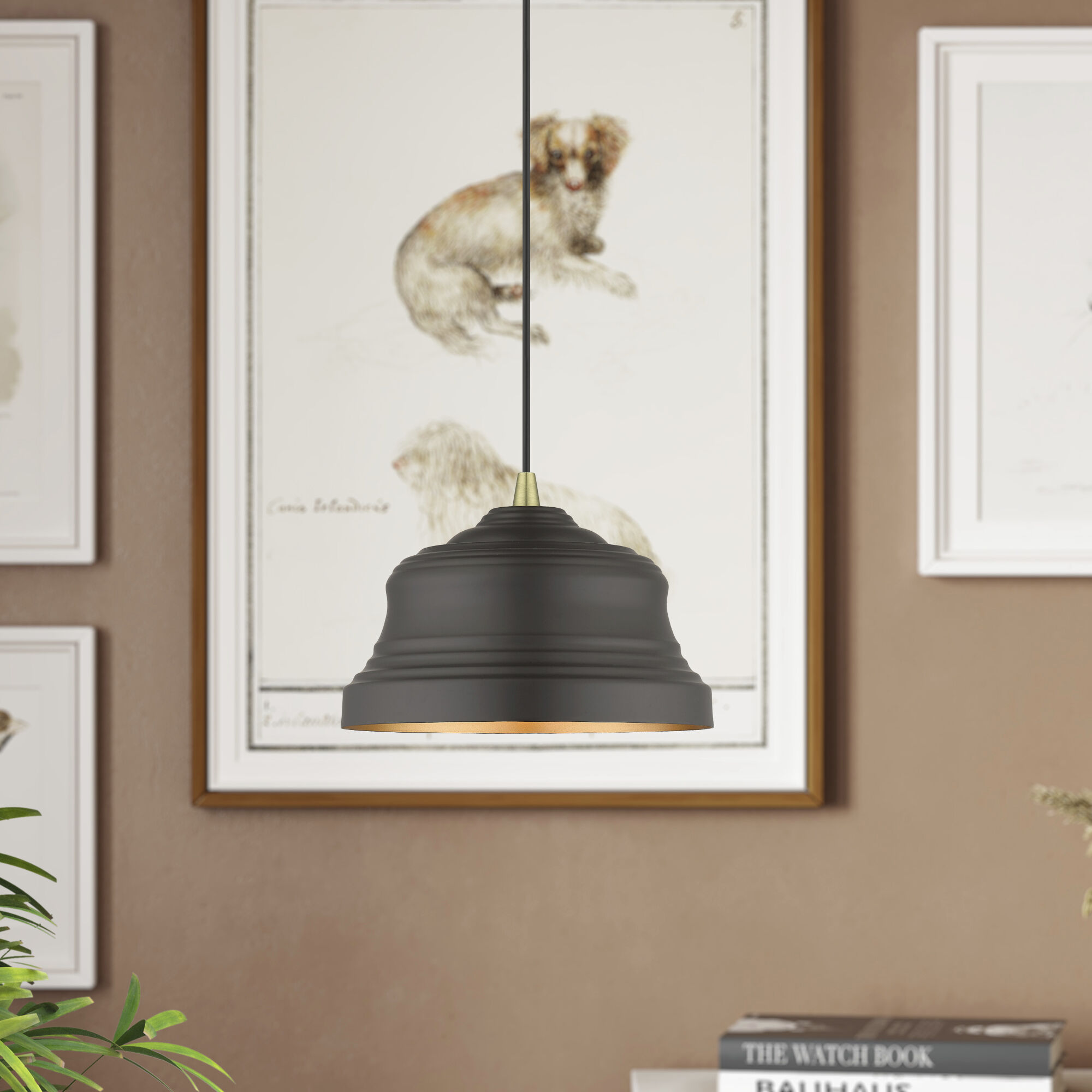 Endicott 1 Light 10 inch Bronze with Antique Brass Finish Accents Pendant Ceiling Light in Bronze with Antique Brass Accent