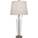 Cameron 31.5 inch 100 watt Clear Seeded and Brushed Steel and White Table Lamp Portable Light