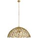 Lotus 3 Light 33 inch Antique Brass Pendant Ceiling Light