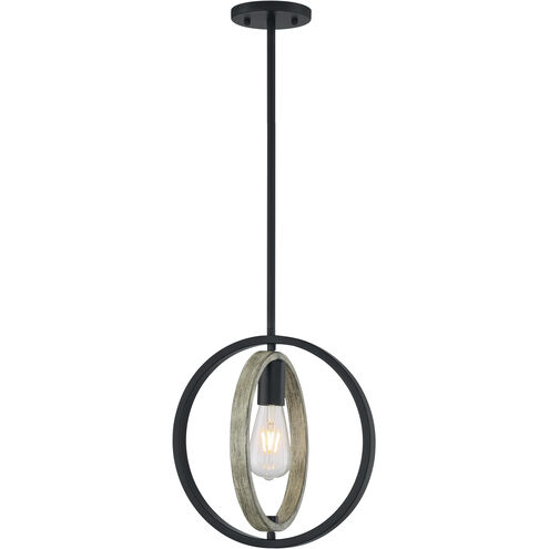 Augusta 1 Light 10 inch Black and Wood Pendant Ceiling Light