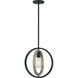Augusta 1 Light 10 inch Black and Wood Pendant Ceiling Light