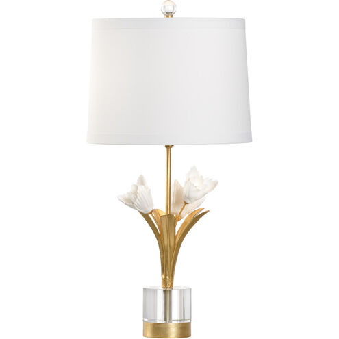 Chelsea House 25 inch 100.00 watt Antique Gold Leaf/Matte White Glaze/Clear Table Lamp Portable Light
