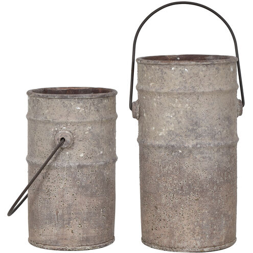 Amelia Gray Antique Concrete Water Pails, Set of 2