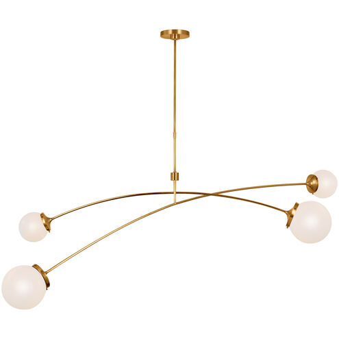 kate spade new york Prescott LED 62.25 inch Soft Brass Linear Chandelier Ceiling Light in White Glass