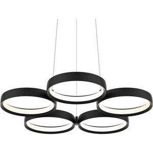 Cassio LED 25 inch Black Pendant Ceiling Light, 5 Ring