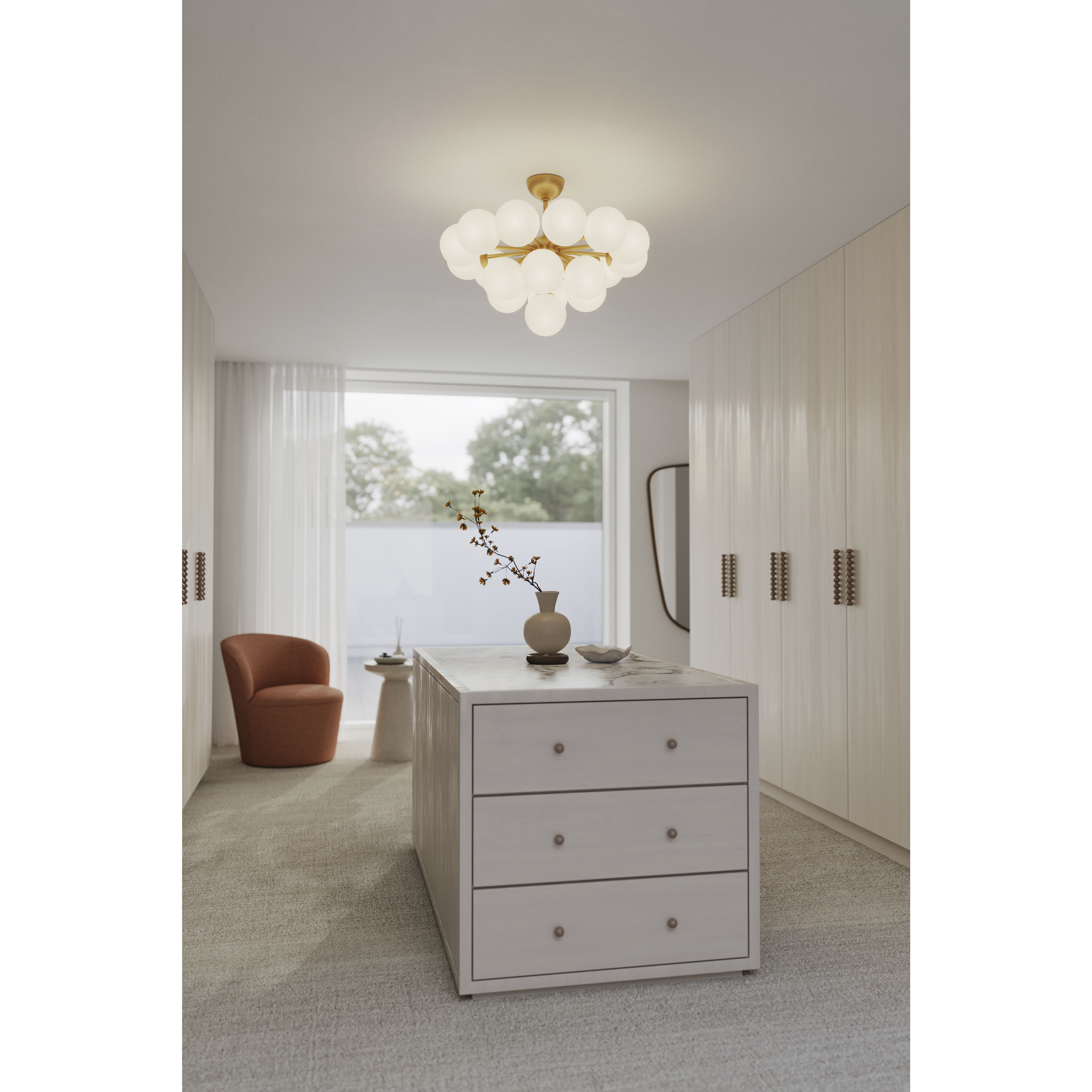 Lunara 19 Light 28 inch Legacy Brass Convertible Chandelier/Semi-Flush Mount Ceiling Light