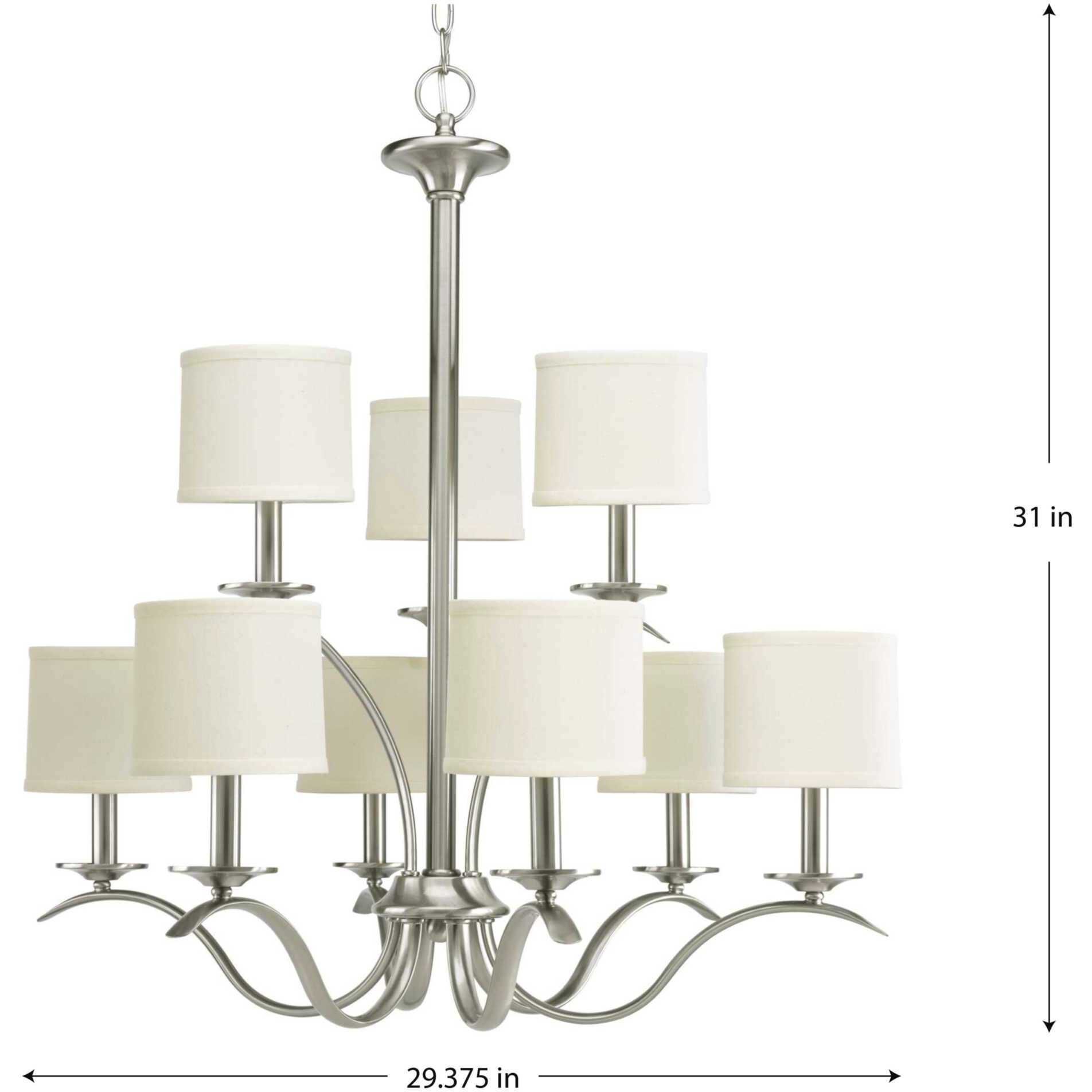 Inspire 9 Light 29 inch Brushed Nickel Chandelier Ceiling Light