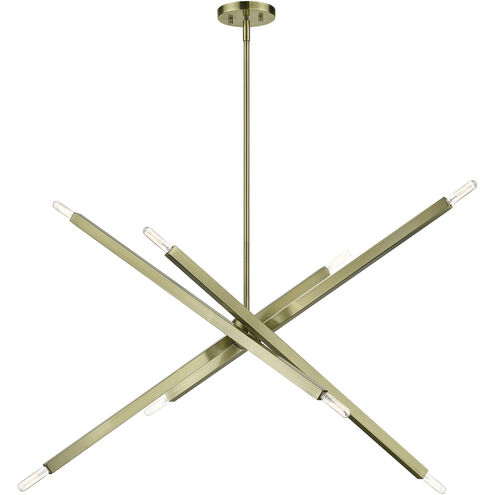 Monaco 8 Light 35 inch Antique Brass Linear Chandelier Ceiling Light, Large