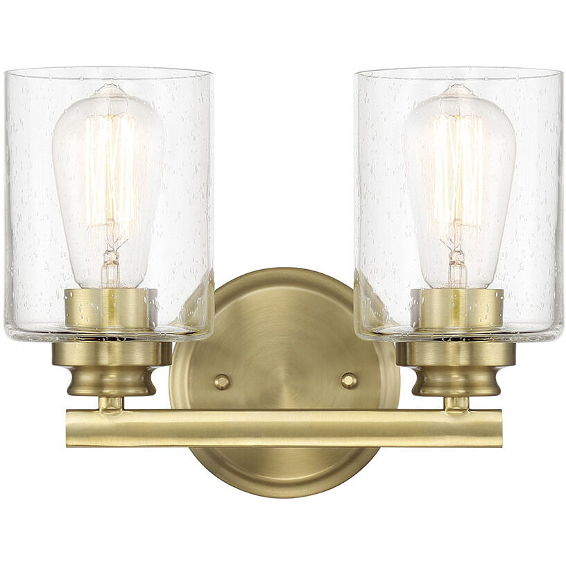 Neighborhood Bolden 2 Light 12.7 inch Satin Brass Vanity Light Wall Light in Clear Seeded