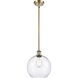Ballston Large Athens LED 10 inch Antique Brass Pendant Ceiling Light in Clear Glass, Ballston