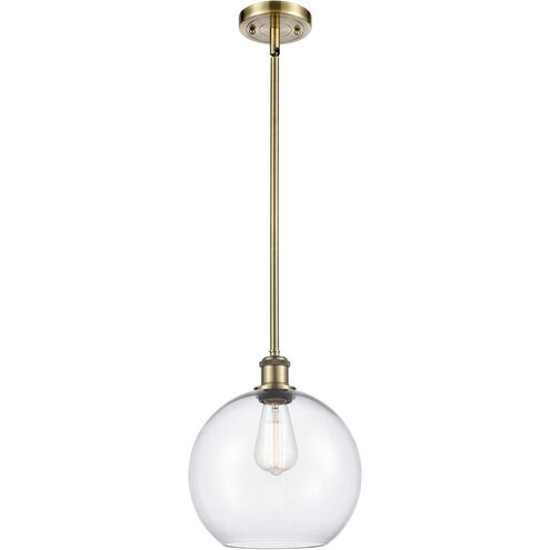 Ballston Large Athens LED 10 inch Antique Brass Pendant Ceiling Light in Clear Glass, Ballston