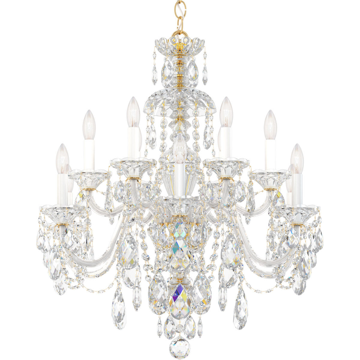 Sterling 12 Light Silver Chandelier Ceiling Light in Spectra, Polished Silver