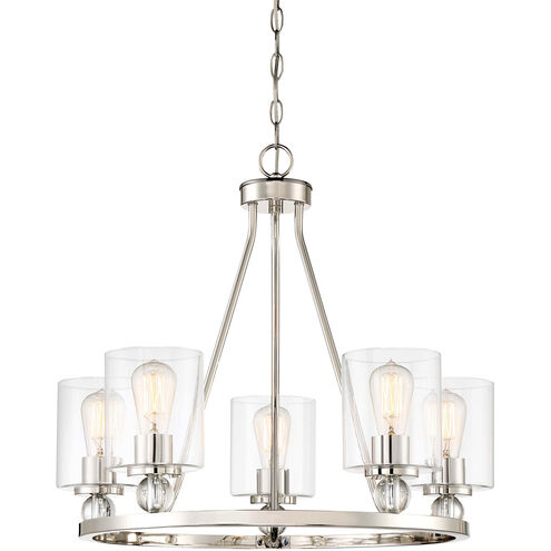 Studio 5 5 Light 26 inch Polished Nickel Chandelier Ceiling Light