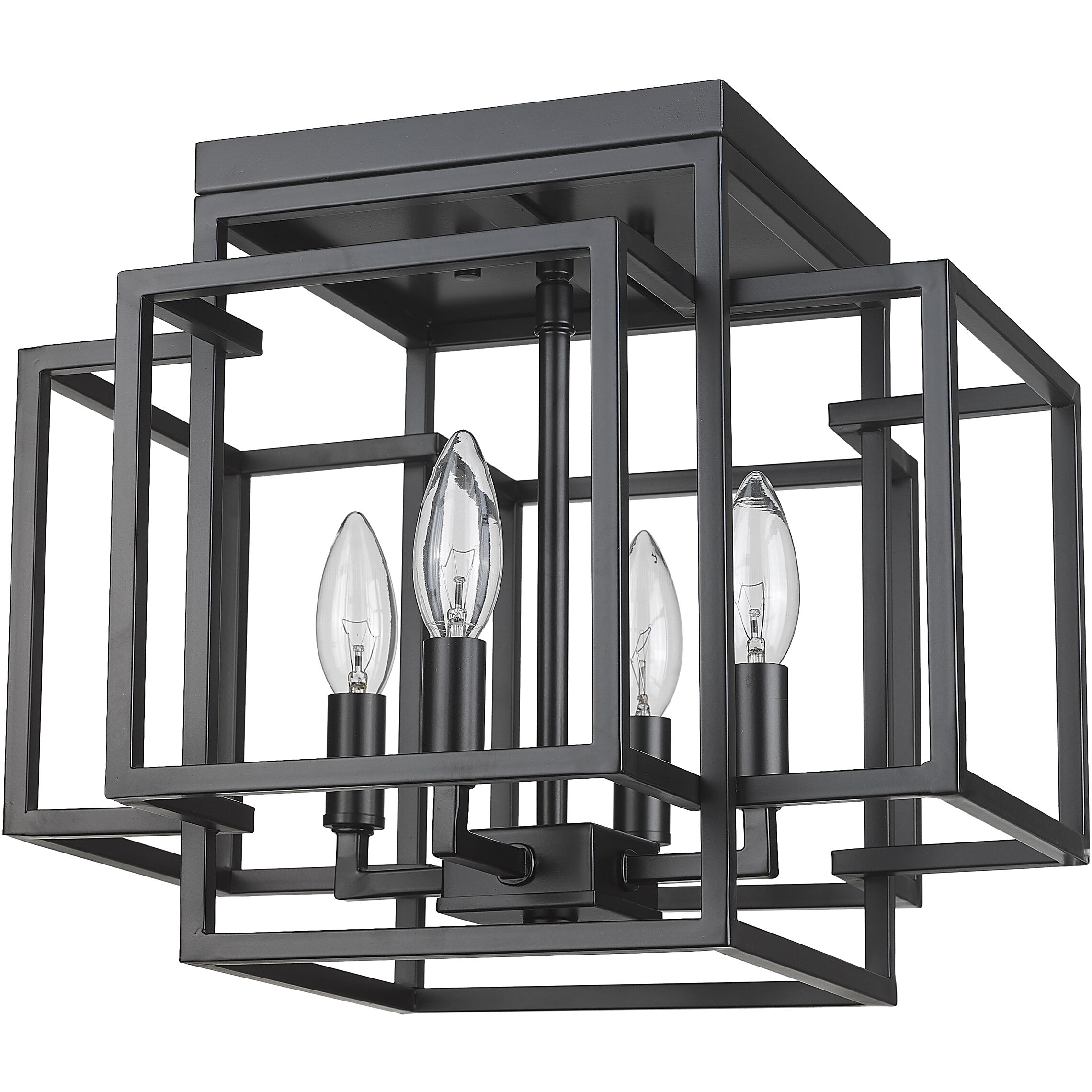 Titania 4 Light 14 inch Matte Black Flush Mount Ceiling Light in 6