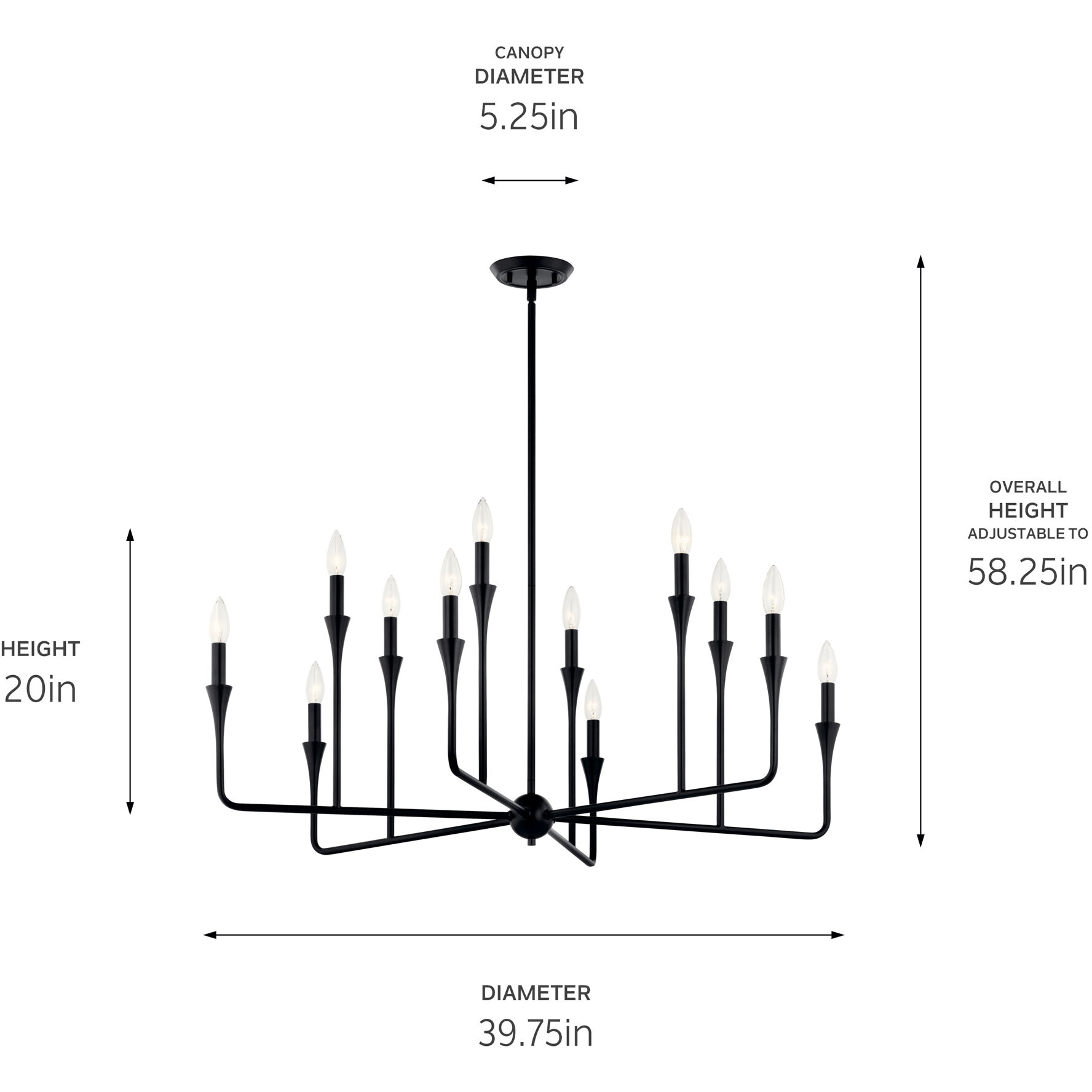 Alvaro 12 Light Black Chandelier Multi Tier Ceiling Light, Multi Tier