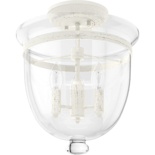 Belltown 3 Light 13 inch Rustic White Semi-Flush Mount Ceiling Light