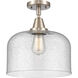 Franklin Restoration X-Large Bell 1 Light 12 inch Brushed Satin Nickel Flush Mount Ceiling Light in Seedy Glass