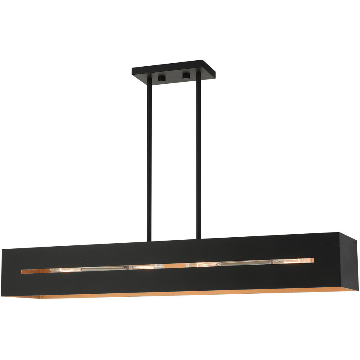 Soma 4 Light 36 inch Textured Black with Brushed Nickel Accents Linear Chandelier Ceiling Light