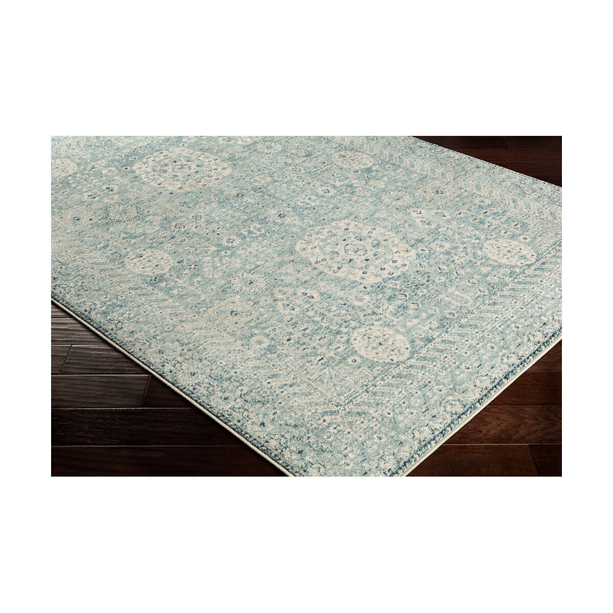 Mesopotamia 59 X 31 inch Medium Gray/Ivory/Teal/Navy Rugs, Rectangle