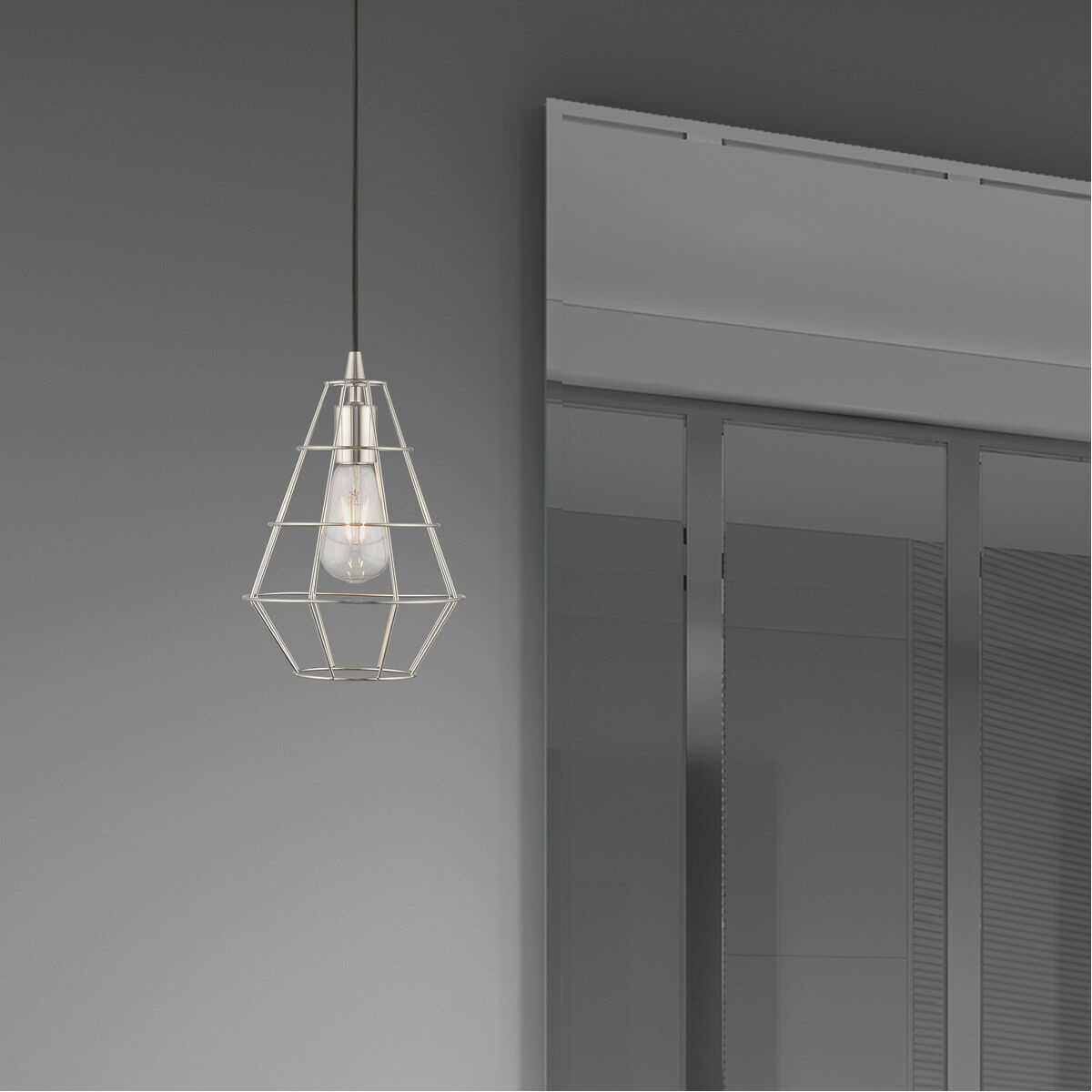 Geometric 1 Light 8 inch Brushed Nickel Mini Pendant Ceiling Light