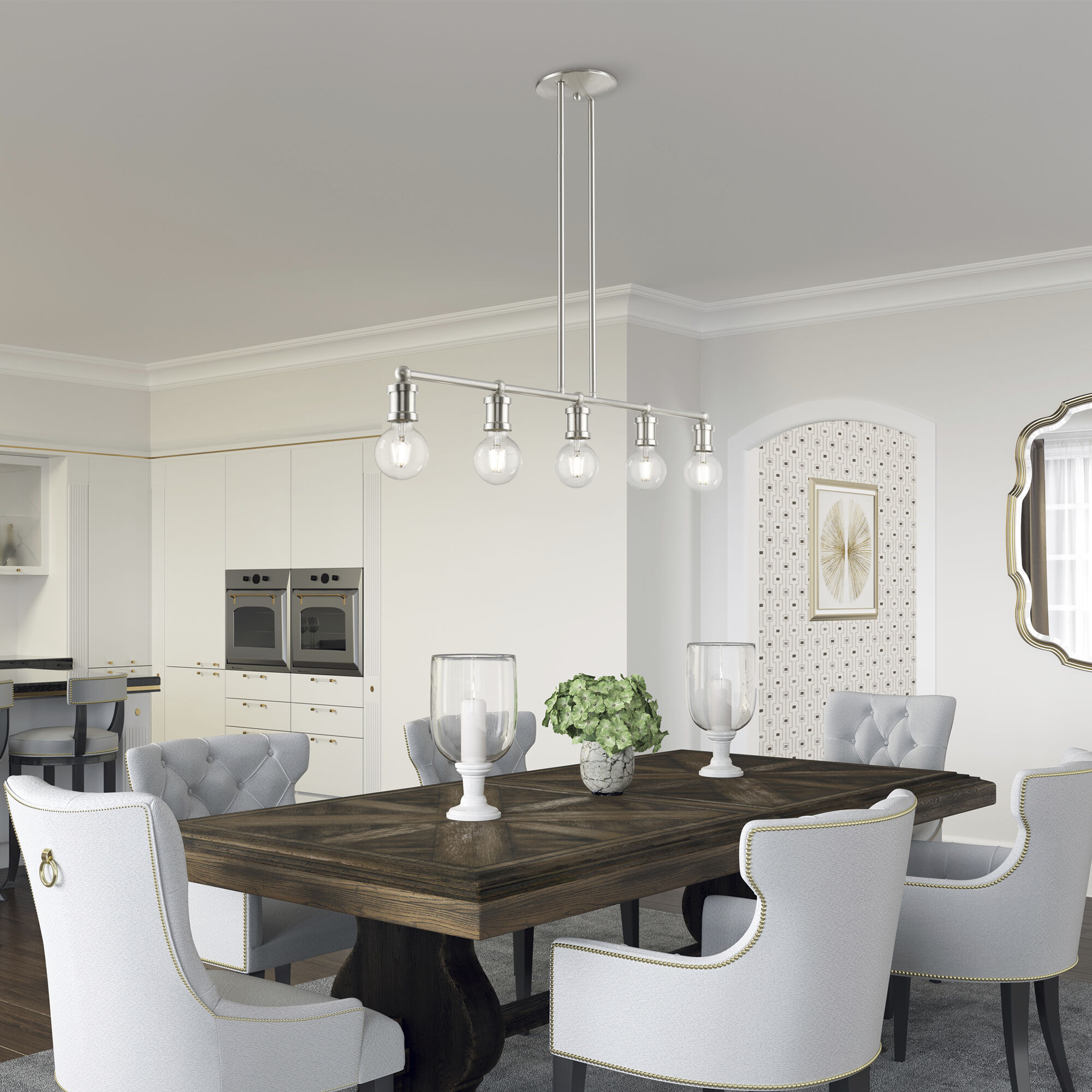 Lansdale 5 Light 40 inch Brushed Nickel Linear Chandelier Ceiling Light, Large