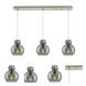 Newton Sphere 3 Light 39.75 inch Brushed Satin Nickel Linear Pendant Ceiling Light in Light Smoke Glass
