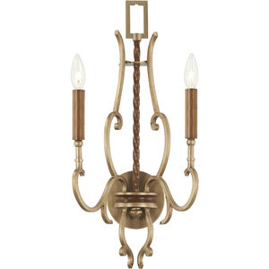 Magnolia Manor 2 Light 12 inch Pale Gold with Distressed Bronze Wall Sconce Wall Light