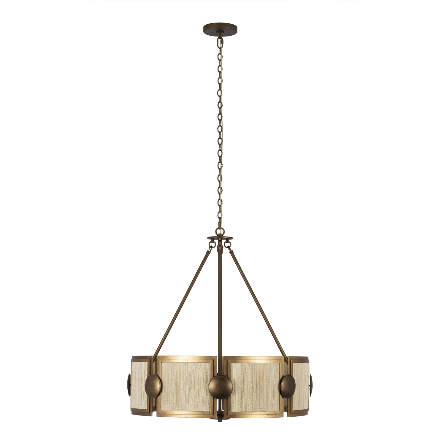 Button 8 Light 29 inch Pearlized Antique Brass and Modern Gold Pendant Ceiling Light