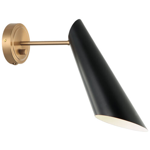 Butera Wall Sconce Wall Light in Aged Gold Brass and Black