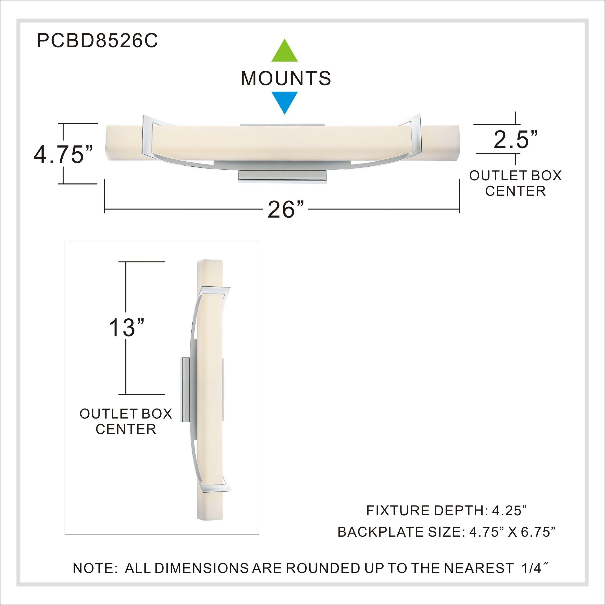 Blade LED 26 inch Polished Chrome Bath Light Wall Light