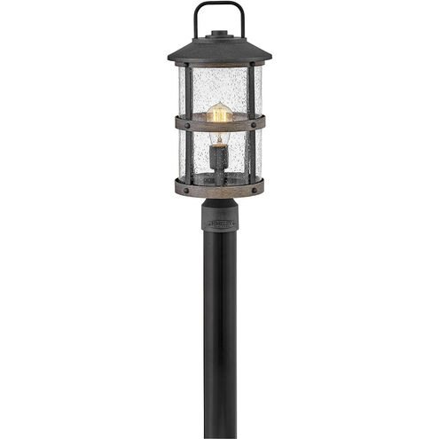 Estate Series Lakehouse LED 19 inch Aged Zinc with Driftwood Gray Outdoor Post Mount Lantern, Low Voltage