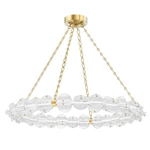 Lindley LED 40 inch Aged Brass Chandelier Ceiling Light, Small
