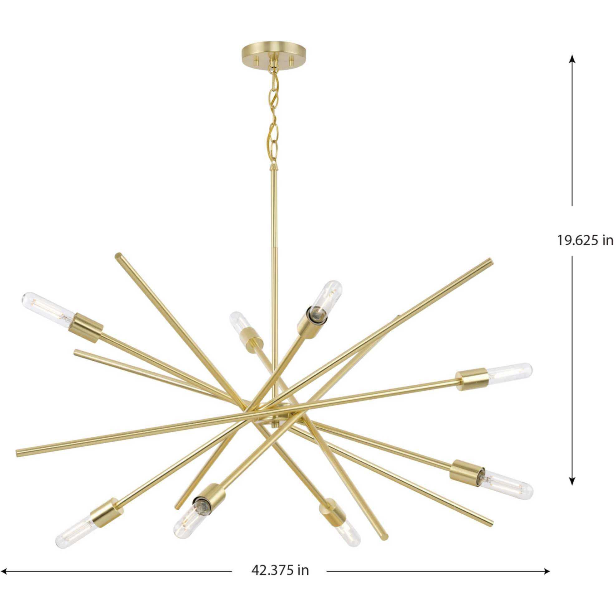 Astra 8 Light 42.38 inch Satin Brass Chandelier Ceiling Light, Design Series
