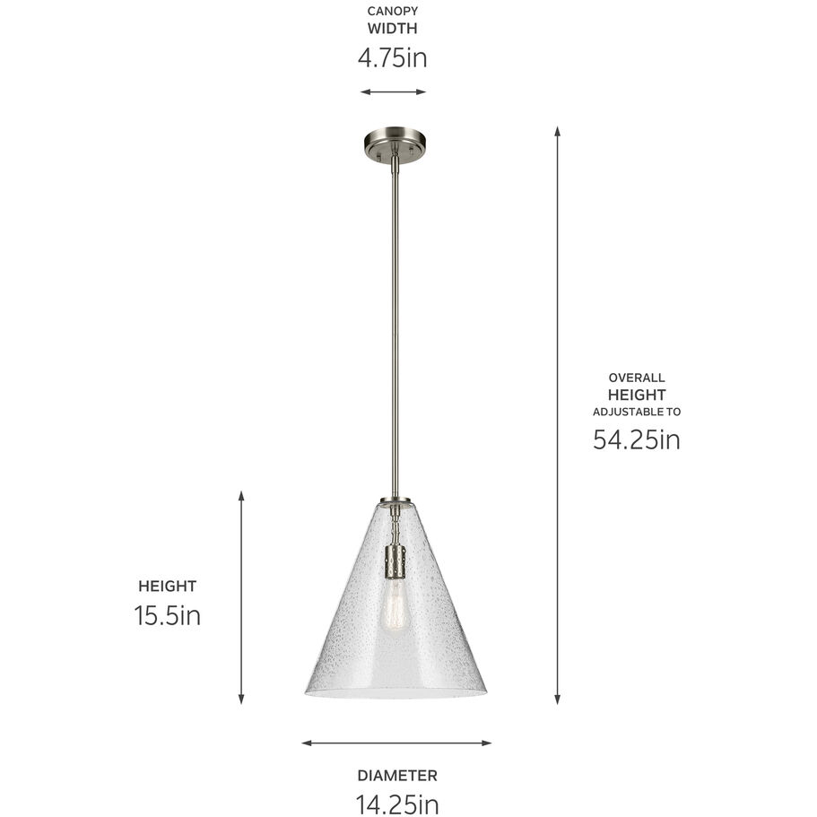 Everly 1 Light Brushed Nickel Pendant Ceiling Light