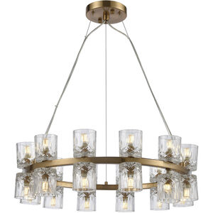 Double Vision 24 Light 25 inch Clear with Satin Brass Chandelier Ceiling Light