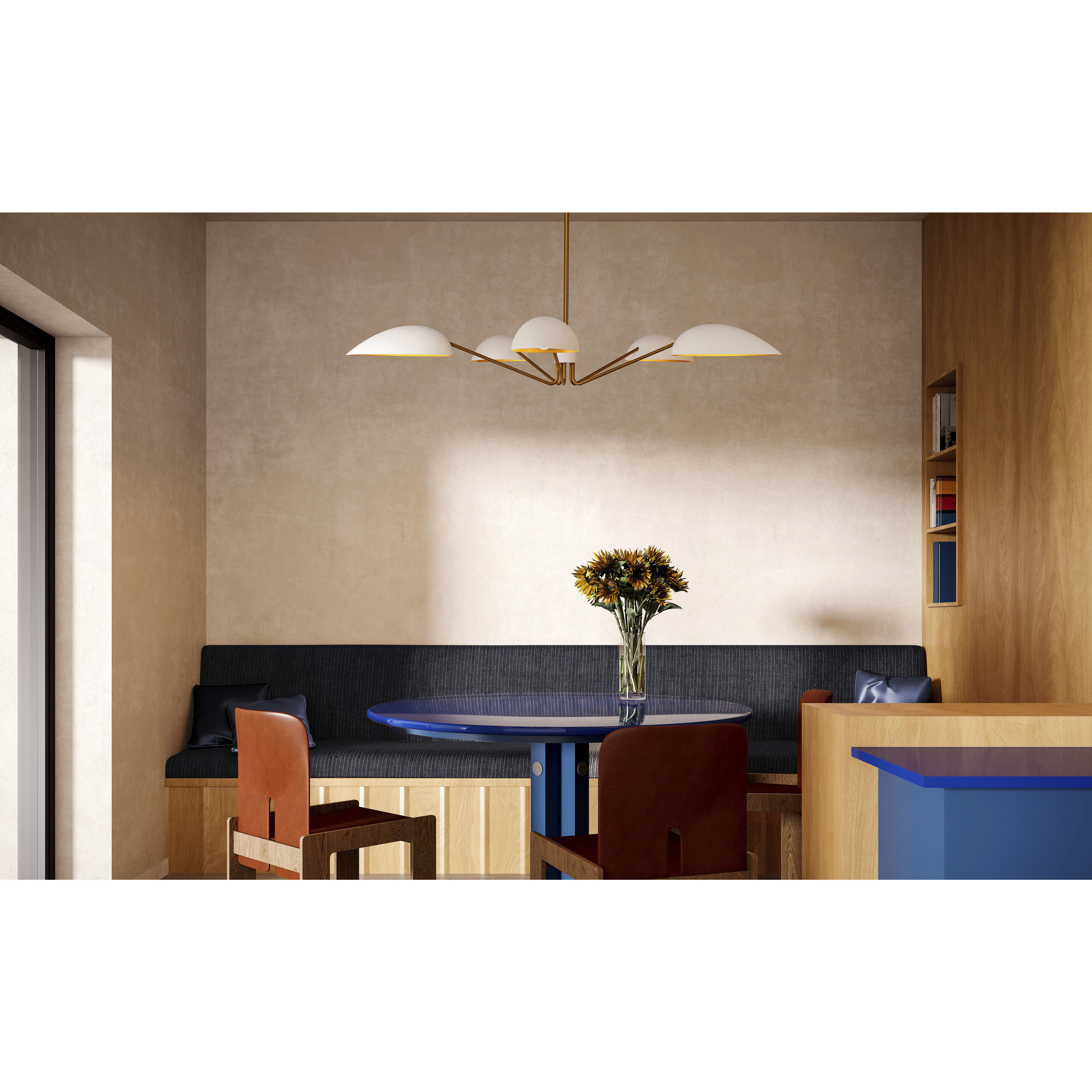 Alora Mood Oscar Pendant Ceiling Light in Aged Gold and White