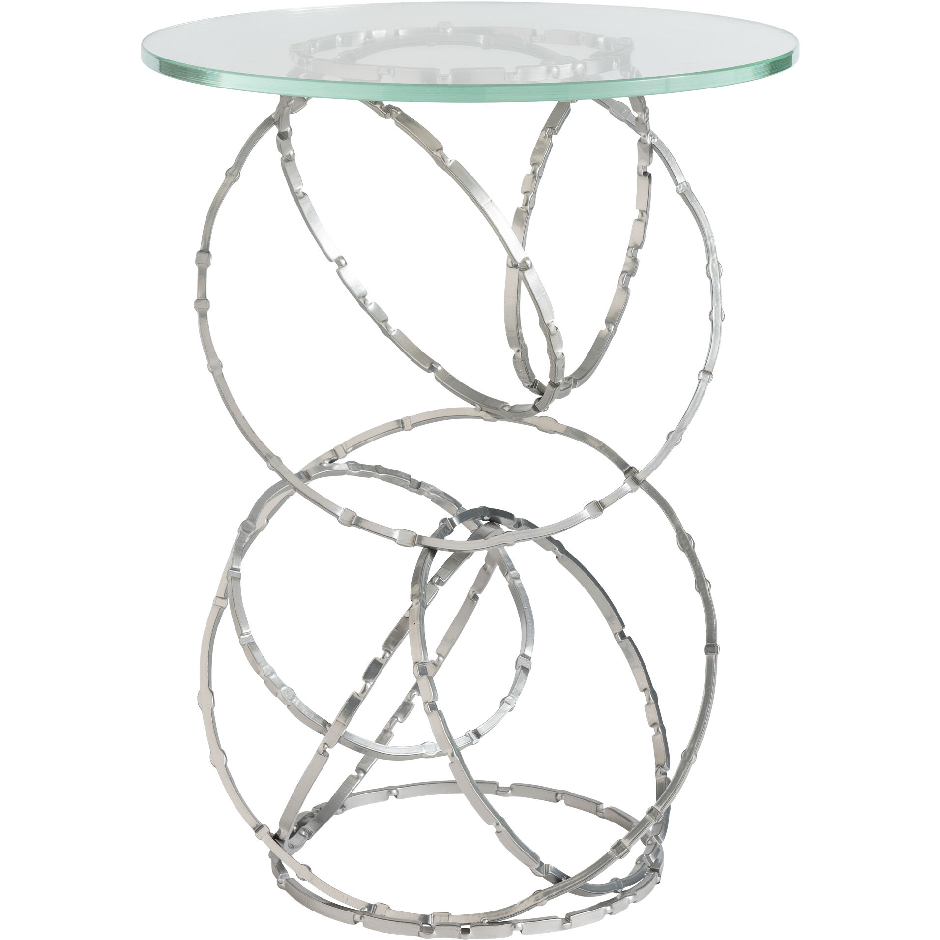Olympus 18 inch Sterling Accent Table, Glass Top