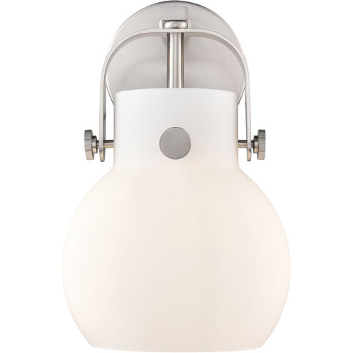 Pilaster II Sphere 1 Light 6.5 inch Satin Nickel Sconce Wall Light in Matte White Glass
