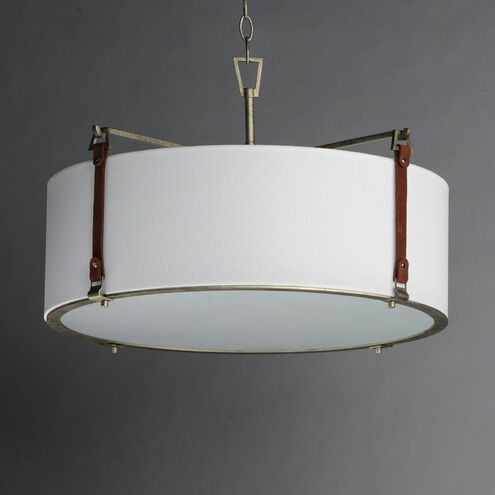 Sausalito 4 Light 24 inch Weathered Zinc / Brown Suede Multi-Light Pendant Ceiling Light