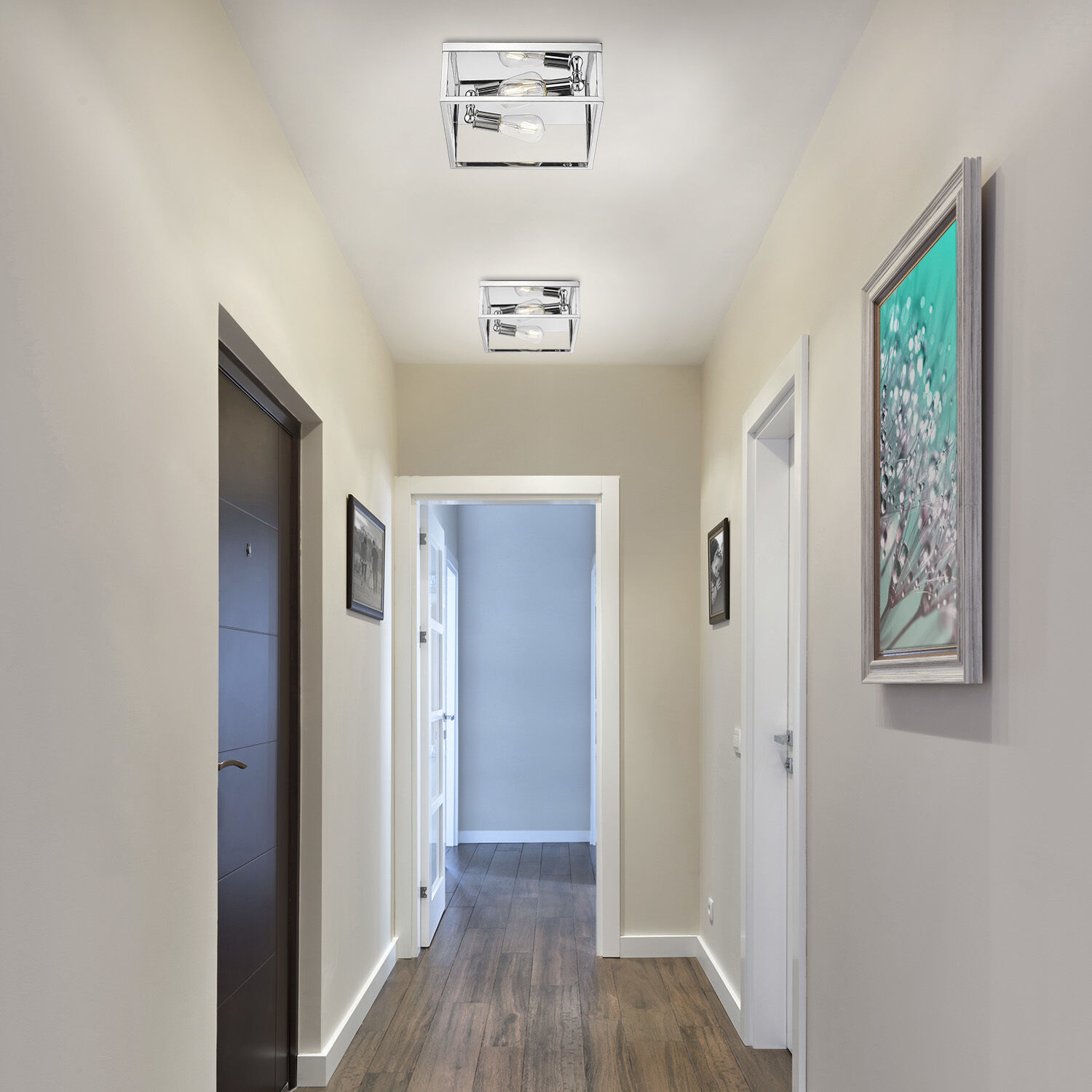 Wesson 2 Light 12 inch Chrome Flush Mount Ceiling Light